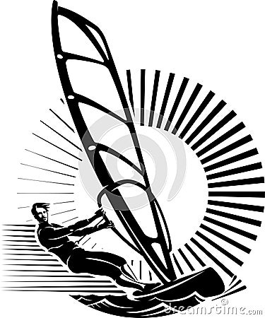 Windsurfing. Vector Illustration