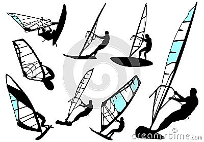 Windsurfing - vector set Vector Illustration