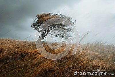 Windswept landscapes during windy weather Stock Photo