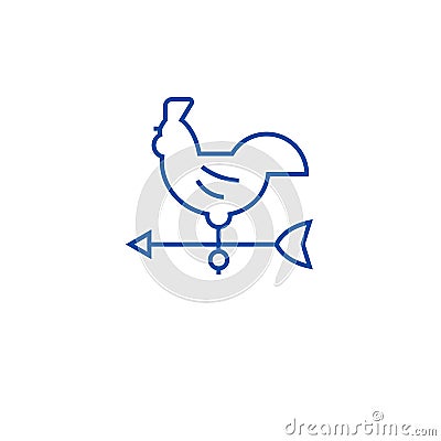 Windvane rooster line icon concept. Windvane rooster flat vector symbol, sign, outline illustration. Vector Illustration