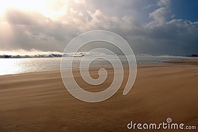 Windy beach after the storm Stock Photo