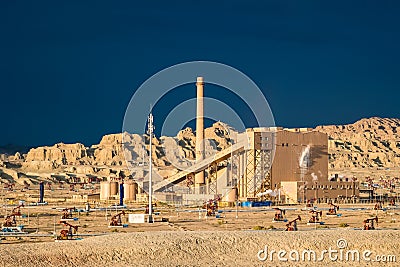 Windy city oilfield Stock Photo