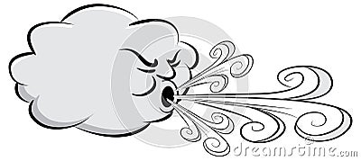 Windy Day Cloud Blowing Wind Vector Illustration