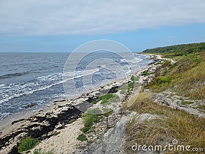 Windy day in Denmark island Bornholm beach. Stock Photo