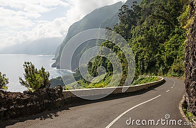 Windy road on Madeira Stock Photo