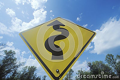 Windy road sign Stock Photo