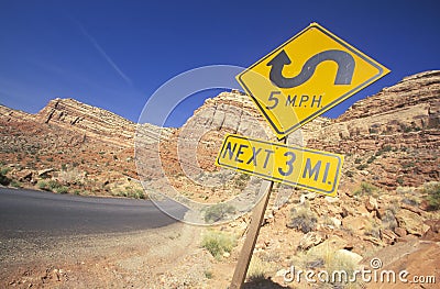 Windy road sign Stock Photo