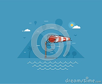 Windy Weather Concept Illustration Vector Illustration