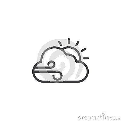 Windy weather outline icon Vector Illustration