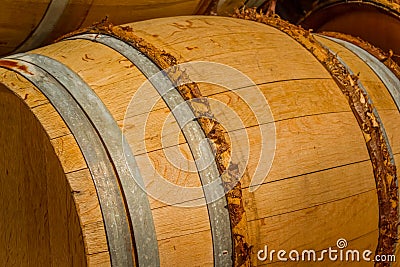 A Wine barrel sits in the Temecula wine countryside Stock Photo