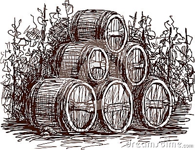 Wine barrels Vector Illustration