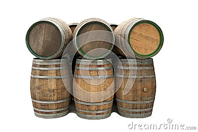 Wine barrels isolated Stock Photo