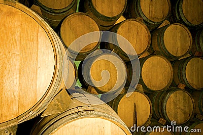 Pile Wine barrels Stock Photo