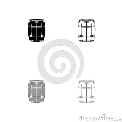 Wine or beer barrels black and grey set icon . Vector Illustration