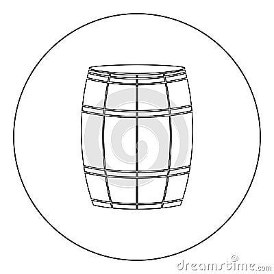 Wine or beer barrels black icon in circle vector illustration isolated . Vector Illustration
