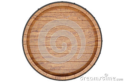 Wine, beer, whiskey, wooden barrel top view of isolation on a white background. 3d illustration Cartoon Illustration