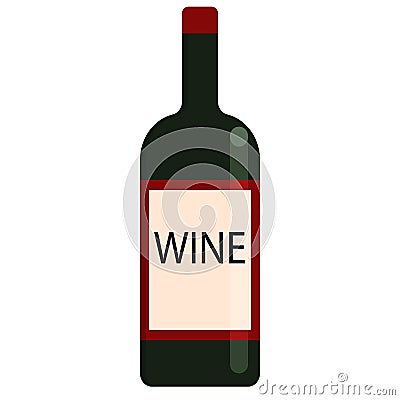 Wine bottle alcoholic beverage flat icon Vector Illustration