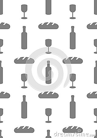 Wine bottle and baguette Stock Photo