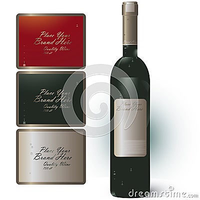 Wine bottle with brand banner Vector Illustration