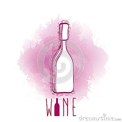 Wine bottle doodle Vector Illustration