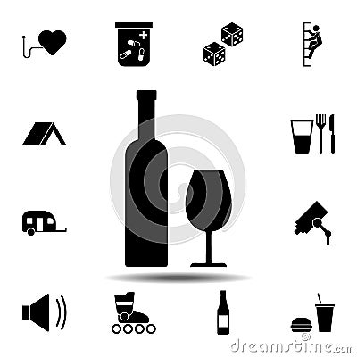 wine, bottle, glass icon. Simple glyph, flat vector element of universal icons set for UI and UX, website or mobile application Stock Photo