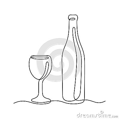 Wine continuous line vector illustration Vector Illustration
