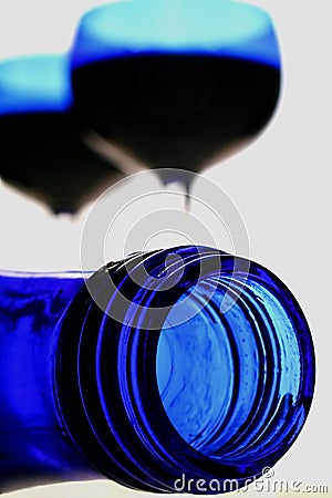 Wine Bottle & Glasses Abstract Stock Photo