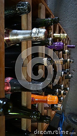 Wine bottle heads Editorial Stock Photo