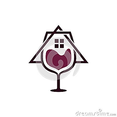 wine bottle house logo design, Creative Beer drink logo design Template Illustration Vector Illustration
