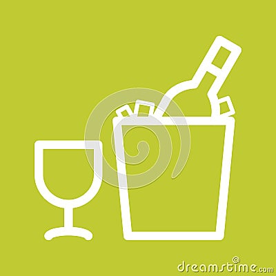 Wine Bottle in Ice Vector Illustration