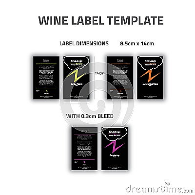 Wine bottle Label with Three alternative design and flavour Vector Illustration