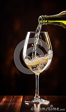 Wine Bottle Pouring Into A Glass Concept Stock Photo