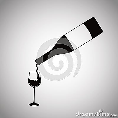 Wine bottle pouring glass cup image Vector Illustration