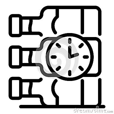 Wine bottles and clock icon, outline style Vector Illustration