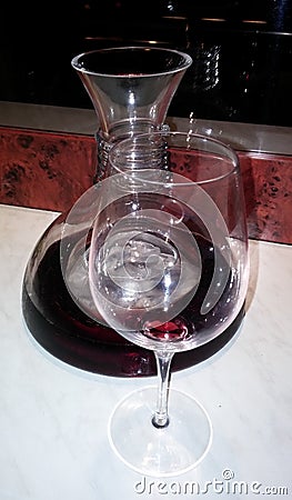 Wine carafe with a glass Stock Photo