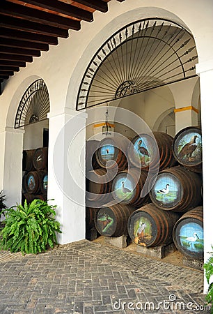 Wine cellar, Sanlucar de Barrameda, Cadiz, Spain Editorial Stock Photo