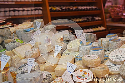 Wine and Cheese Shop Editorial Stock Photo