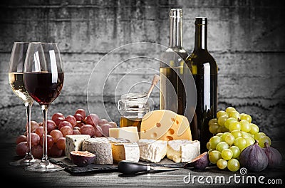 Wine and cheese Stock Photo