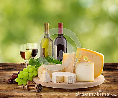 Wine and cheese tasting in the countryside Stock Photo