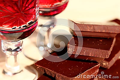 Wine and chocolate Stock Photo
