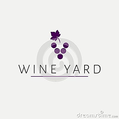 Wine club logo design. Logotype with grape and leave Vector Illustration