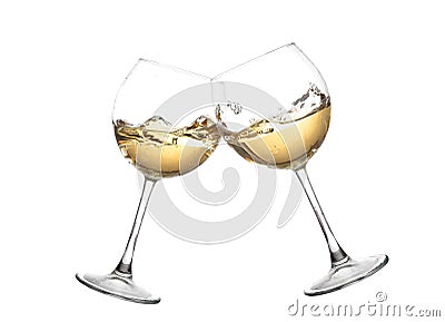 WHITE Wine collection - Cheers! Clink glasses Stock Photo