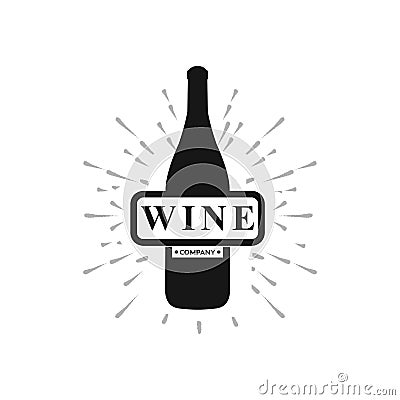 wine company with bottle in black color vector logo design Stock Photo
