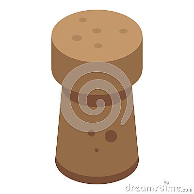 Wine cork icon, isometric style Vector Illustration