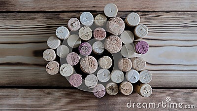 Wine corks background overhead, close up Stock Photo