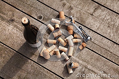 Wine corks and corkscrew Stock Photo