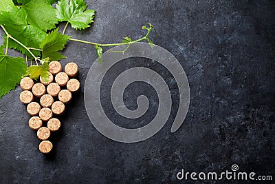 Wine corks grape shape and vine Stock Photo