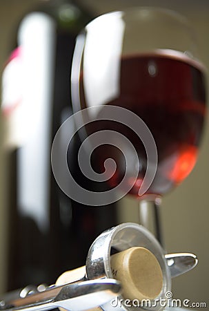 Wine and corkscrew Stock Photo