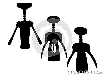 Wine corkscrews included. Vector Illustration