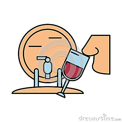 Wine cup drink with nose smelling Vector Illustration